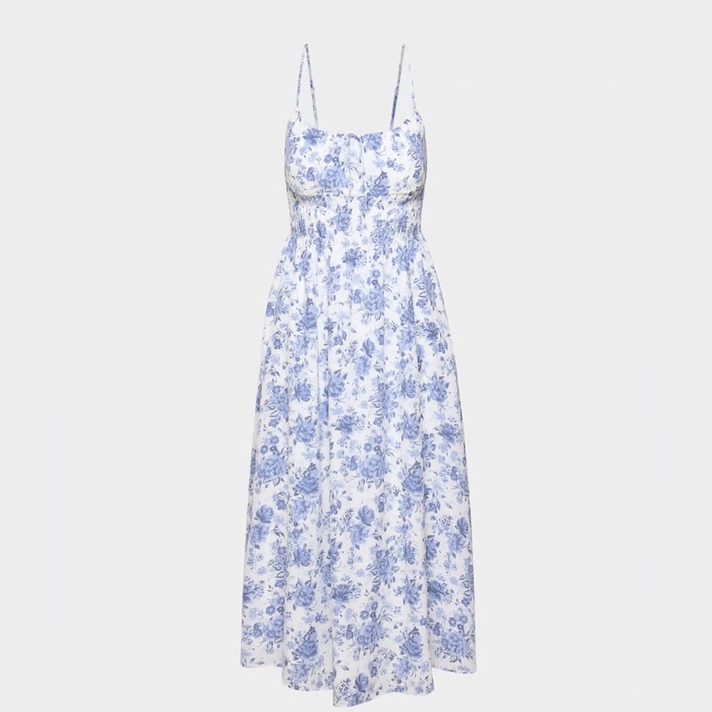 Aritzia Typescript Wilfred Blue and White Floral Maxi Dress